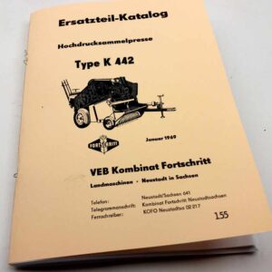 Vysokotlaký sběrací lis Fortschritt K442 Katalog náhradních dílů reprint