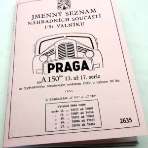 Praga A 150 – Seznam náhradních dílů reprint.