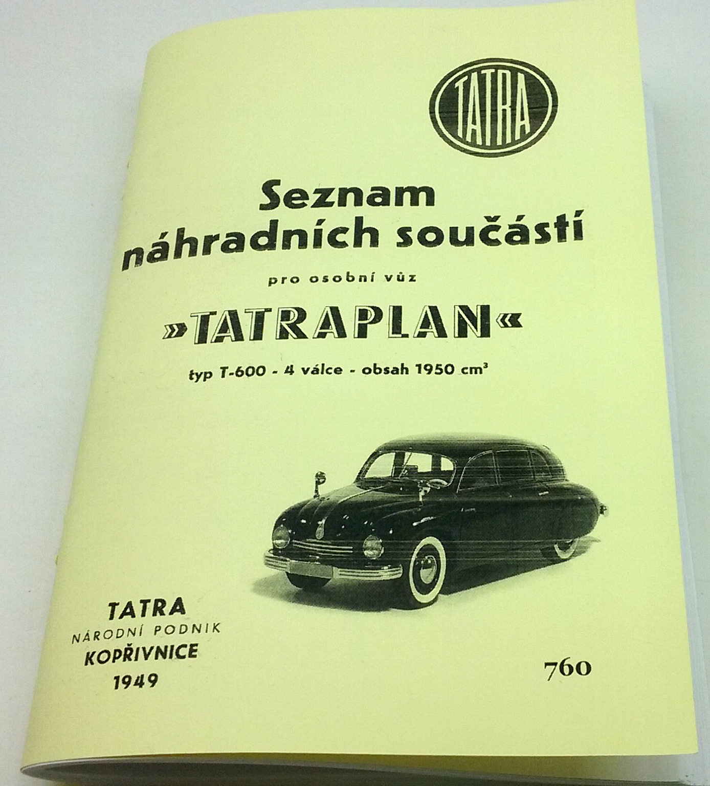 Tatraplan T-600 seznam náhradních dílů reprint