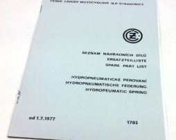 ČZ hydropneumatické pérování "Krňávky"- seznam náhradních dílů,1977 reprint