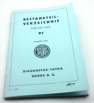 Tatra 97 Katalog náhradních dílů z roku 1939 v němčině reprint.