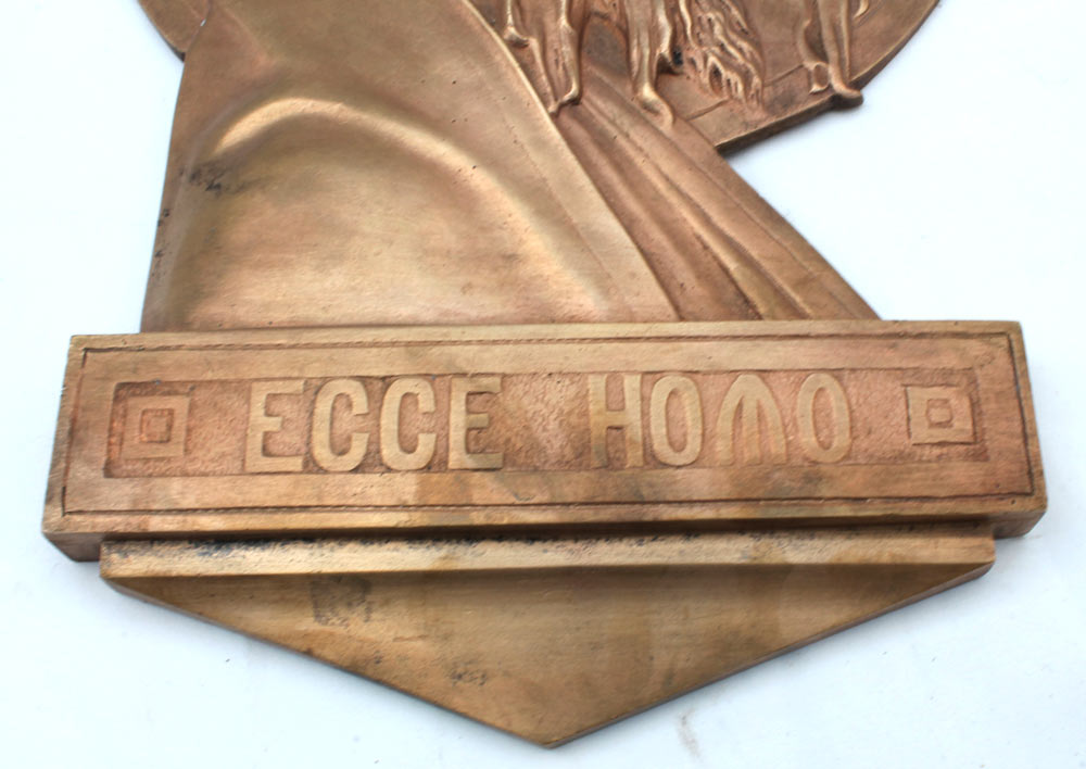 Ecce homo mosaz. Plastický reliéf z mosazi - Image 6
