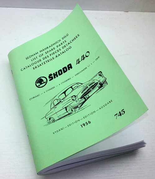 Škoda 440 - Seznam náhradních dílů vyd.1956 reprint.