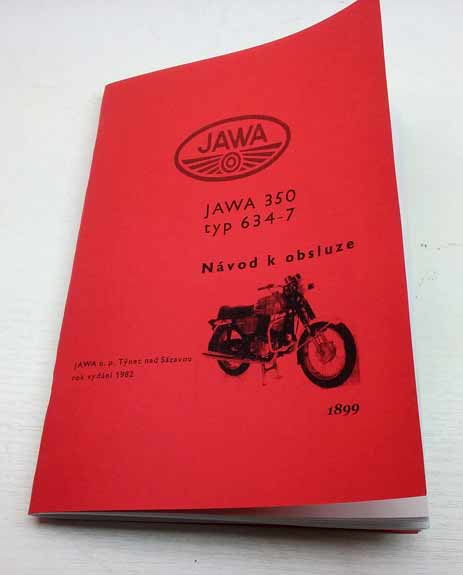 Jawa 350 typ 634/7 - Návod k obsluze a údržbě rok 1982 reprint.