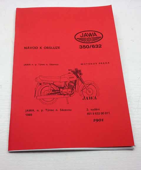 Jawa 350 typ 632 - Návod k obsluze a údržbě rok 1989 reprint.