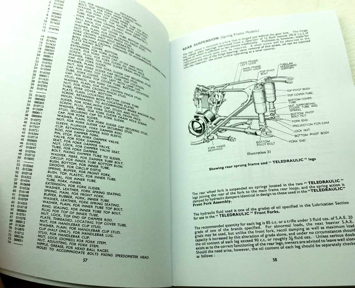 Matchless 350cc and 500 cc, Spring, frame and Rigid - Maitenance Manual and Instruction Book reprint - - Image 2