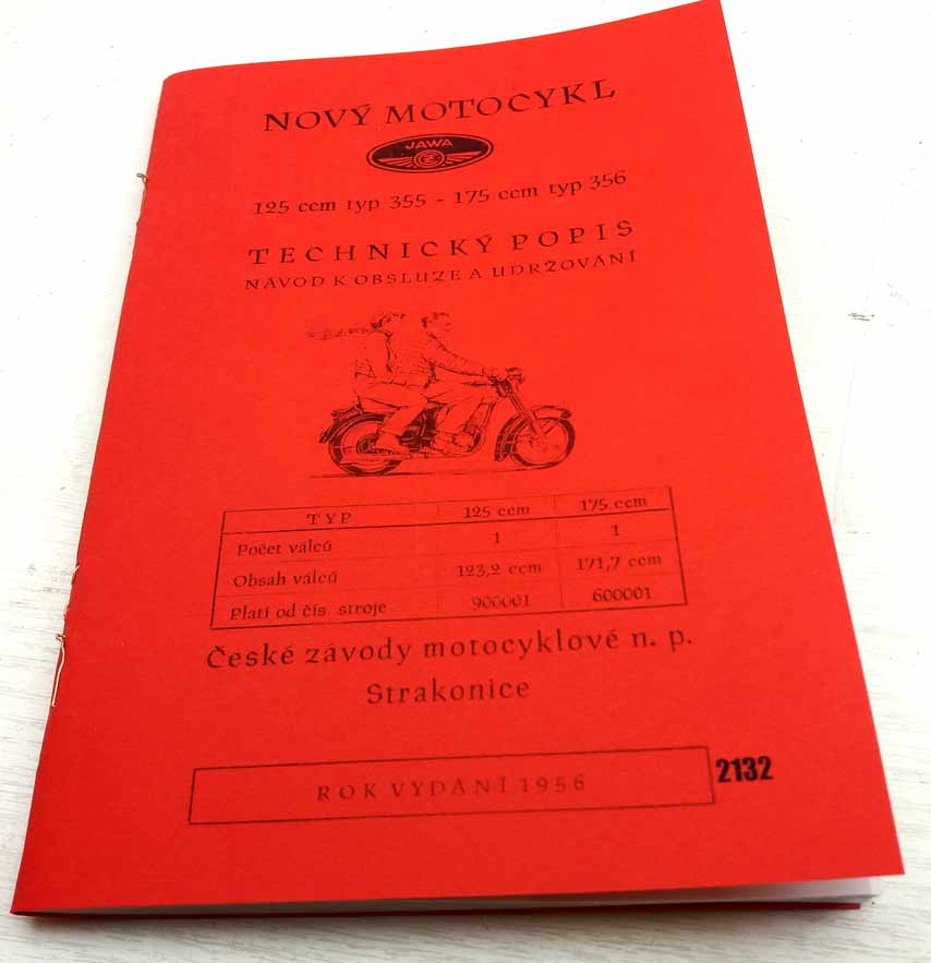 Jawa ČZ 125ccm a 175ccm typ 355 a 356 - Technický popis a návod k obsluze a udržování reprint