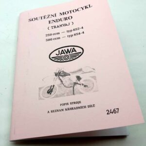 Jawa soutěžní motocykl Enduro 250 ccm- typ 652-4 a 500ccm – typ 654-4 Popis stroje a Seznam náhradních dílů reprint.