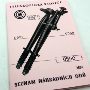 Teleskopická vidlice ČZ 125 T – Seznam náhradních dílů reprint.