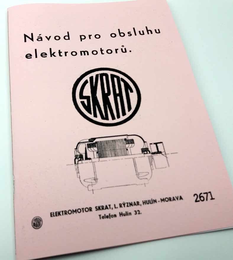 Návod na obsluhu elektromotorů Skrat - reprint.