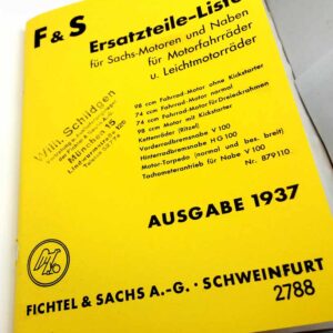 FICHTEL&SACHS (98 a 74 ccm) motor i motocykl Katalog dílů 1937 reprint