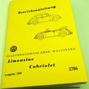 Volkswagen Brouk Limousine, Cabriolet – Betribsanleitung reprint.