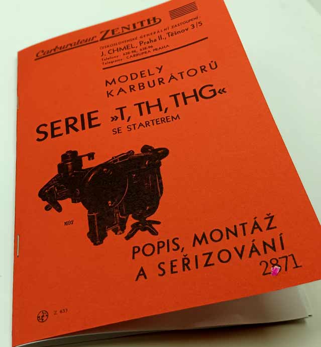 Zenith Karburátory serie T, TH, THG se starterem - Popis, montáž a seřizování reprint - Image 5