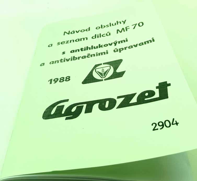 Návod obsluhy a seznam dílců MF 70 s antihlukovými a antivibračními úpravami reprint. - Image 7