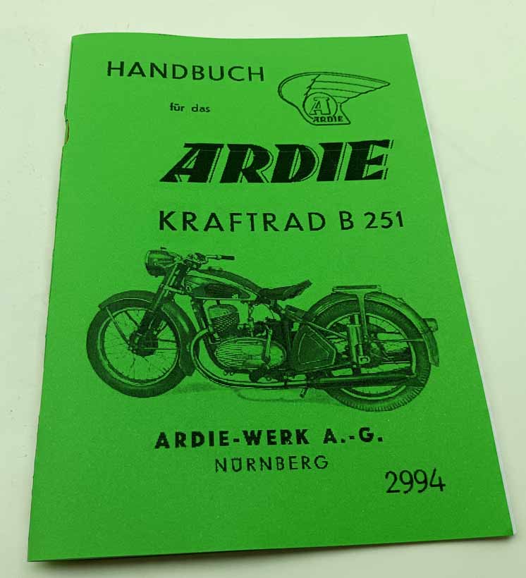 Ardie Kraftrad B 251 - Handbuch reprint
