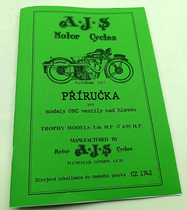 AJS 33-7 OHC Trophy Příručka obsluhy a údržby 1933 reprint