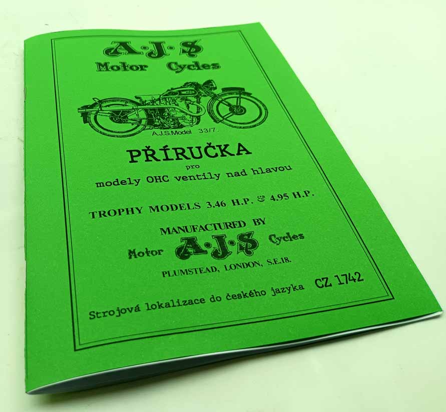 AJS 33-7 OHC Trophy Příručka obsluhy a údržby 1933 reprint - Image 7