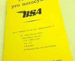 BSA Model M20 500ccm český strojový překlad doplňku anglického návodu k obsluze - reprint.