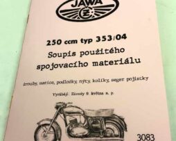 Jawa 250 typ 353/04 Soupis použitého spojovacího materiálu reprint.