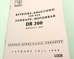 Zündapp-Motorrad DB 200 Bedienungs-anleitung reprint