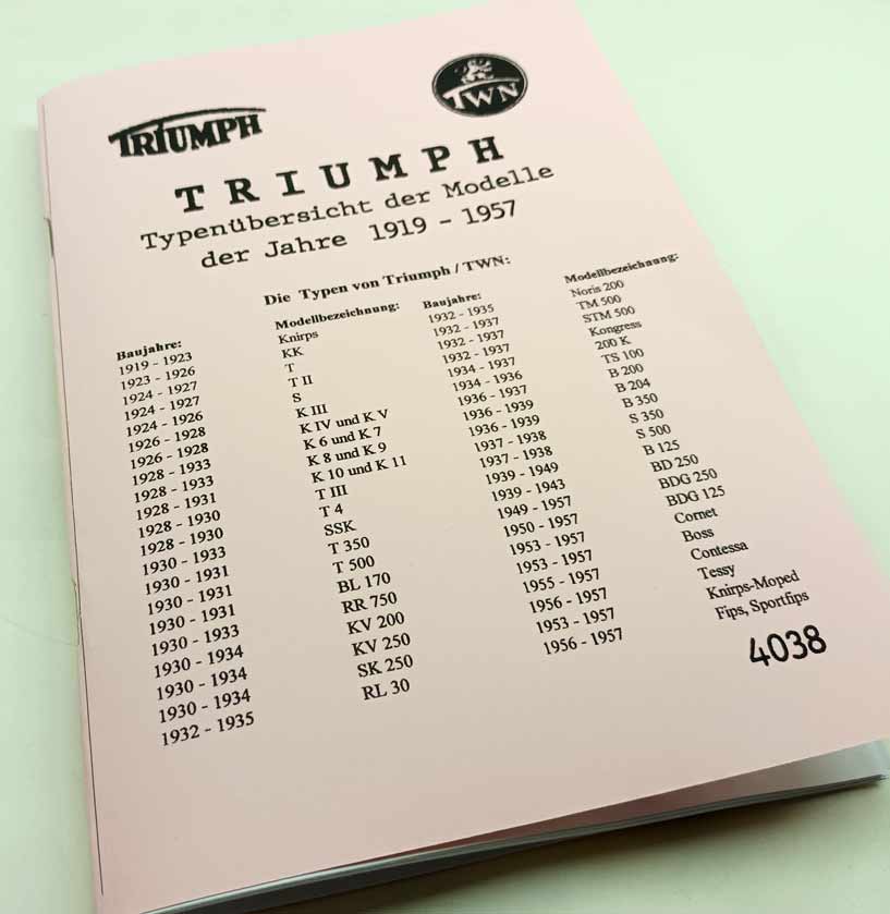 Triumph TWN typový přehled motocyklů od roku 1919 do 1957 reprint. - Image 6
