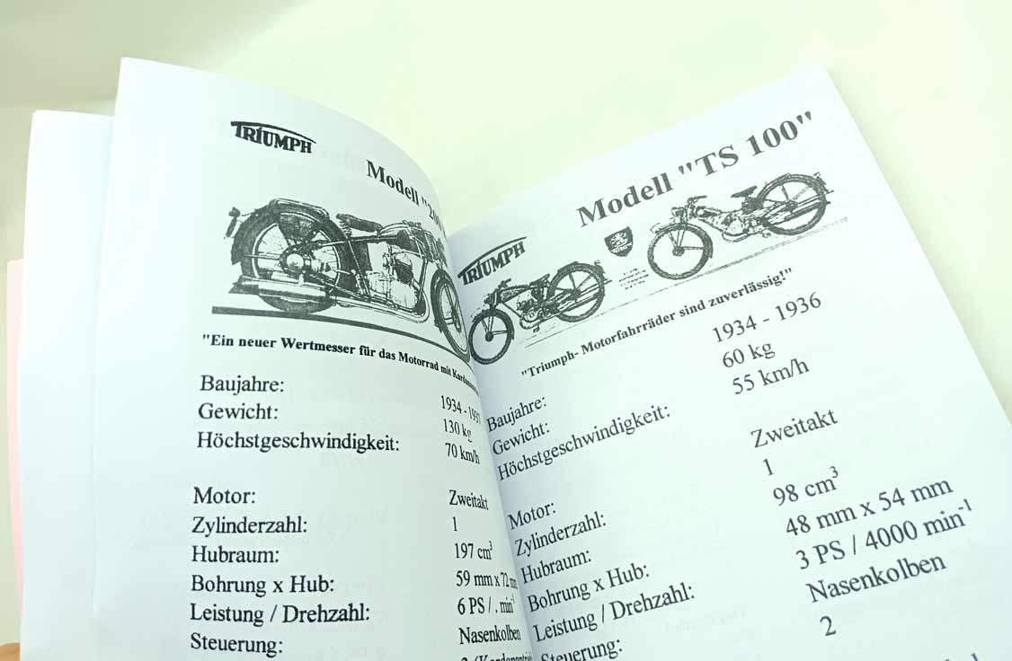 Triumph TWN typový přehled motocyklů od roku 1919 do 1957 reprint. - Image 4