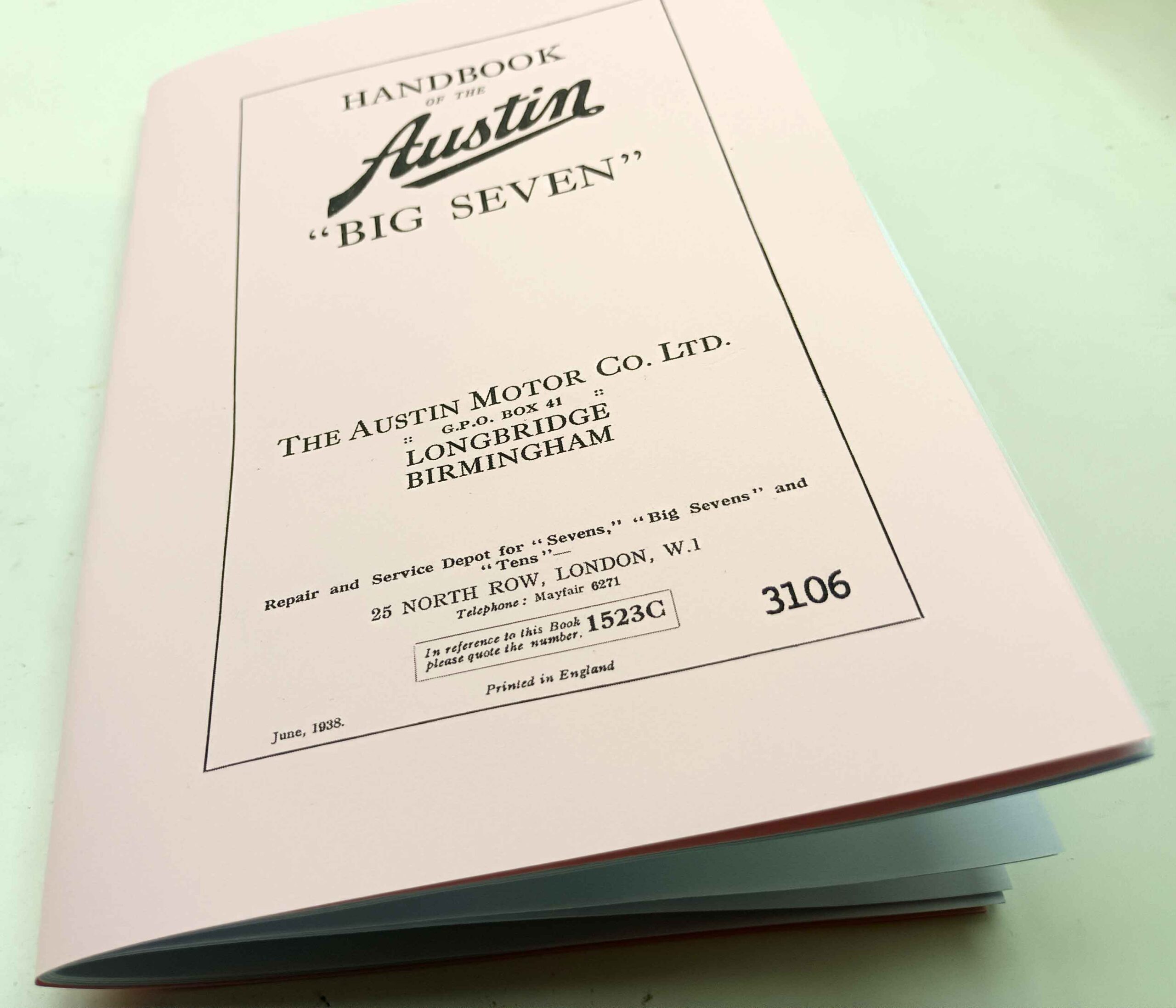Austin "BIG SEVEN" - Handbook rok 1938 v angličtině reprint. - Image 8