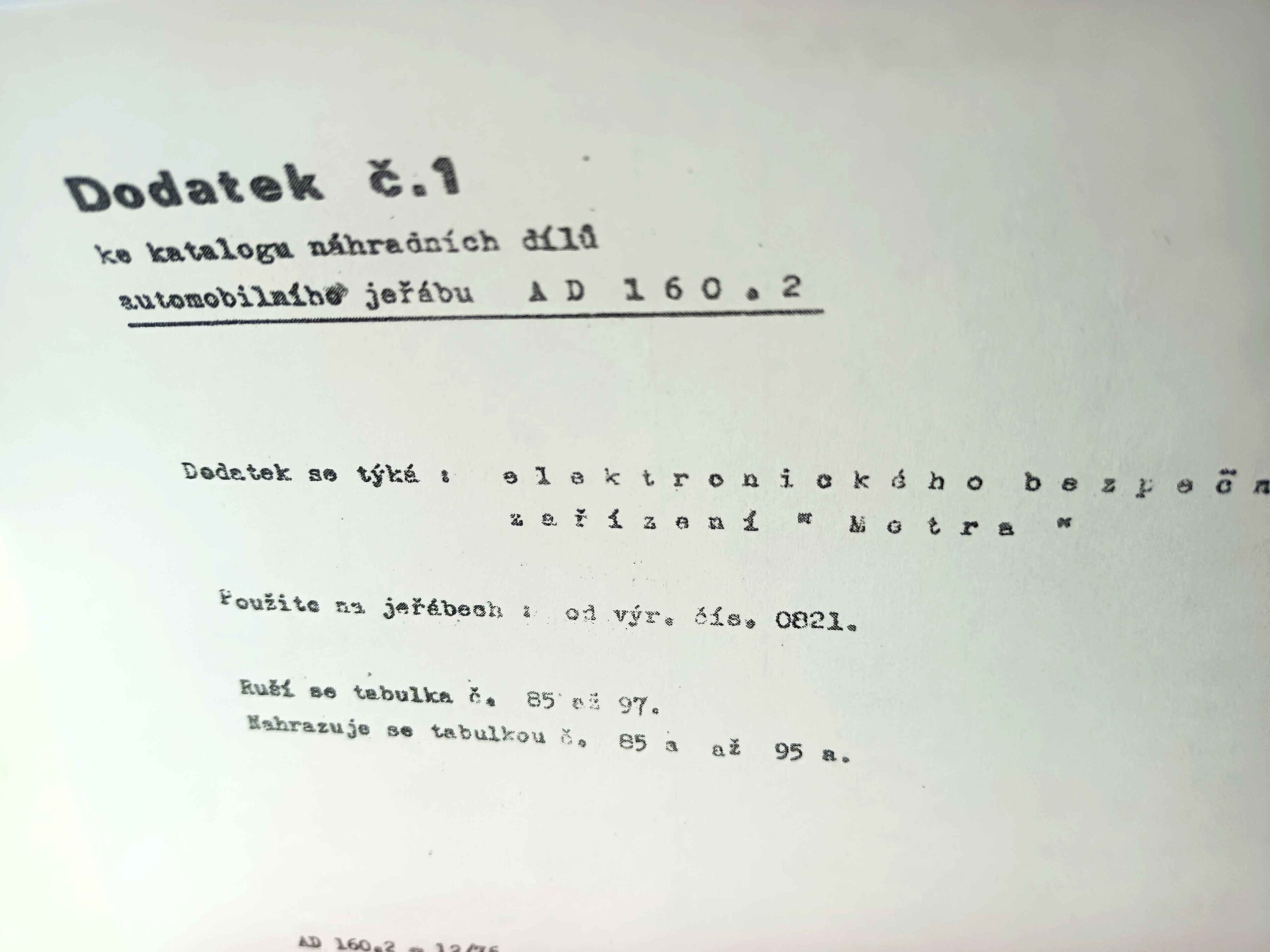 ČKD jeřáb AD 160.2 na Tatře 148 - Dodatek ke katalogu náhradních díů. Reprint. - Image 6