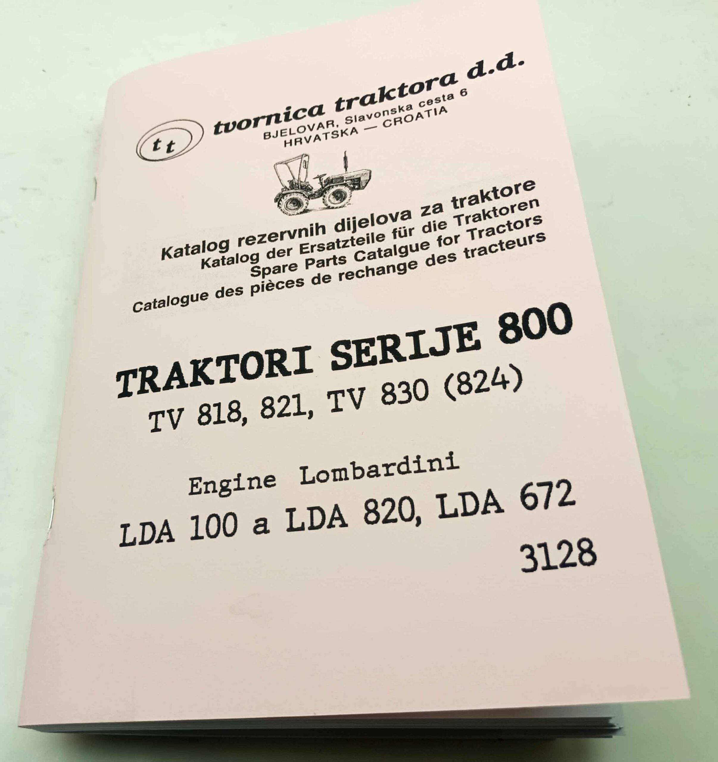 Tomo Vinkovič malotraktor - Serie 800 -TV 818, TV 821, TV 830 (824). Katalog náhradních dílů reprint