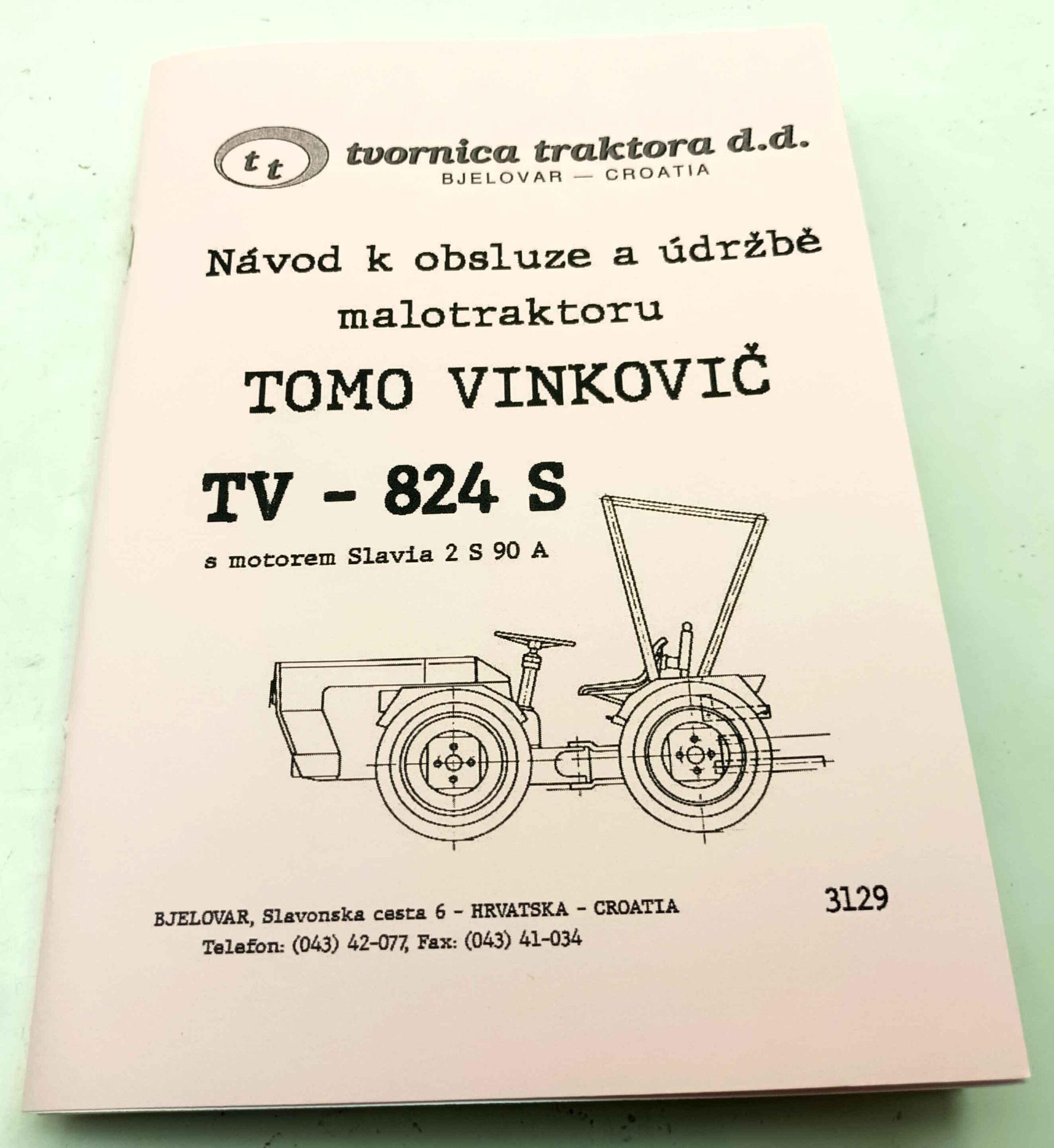 Tomo Vinkovič malotraktor - TV 824-S Návod k obsluze a údržbě reprint.