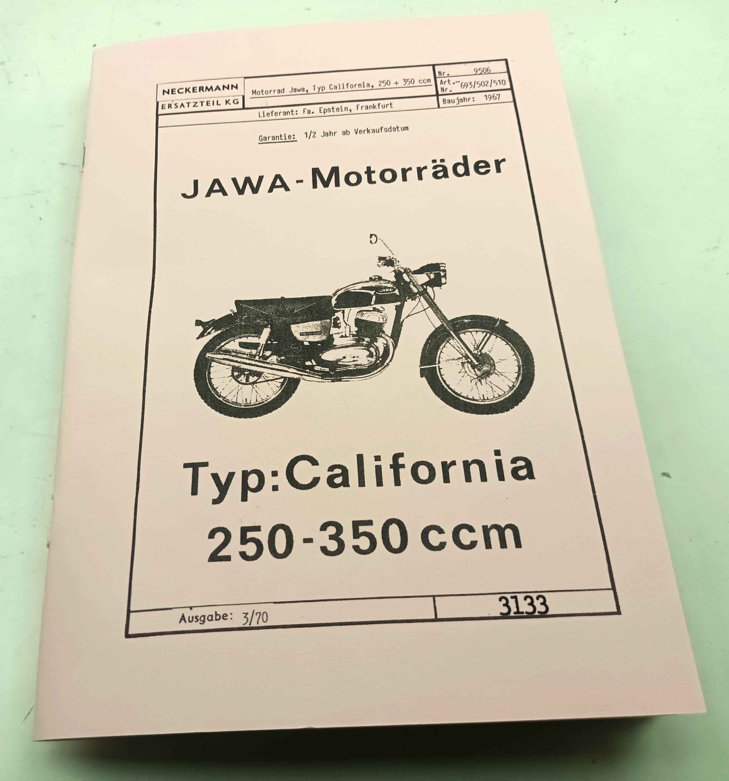 Jawa California - 250 - 35 ccm -Katalog náhradních dílů reprint