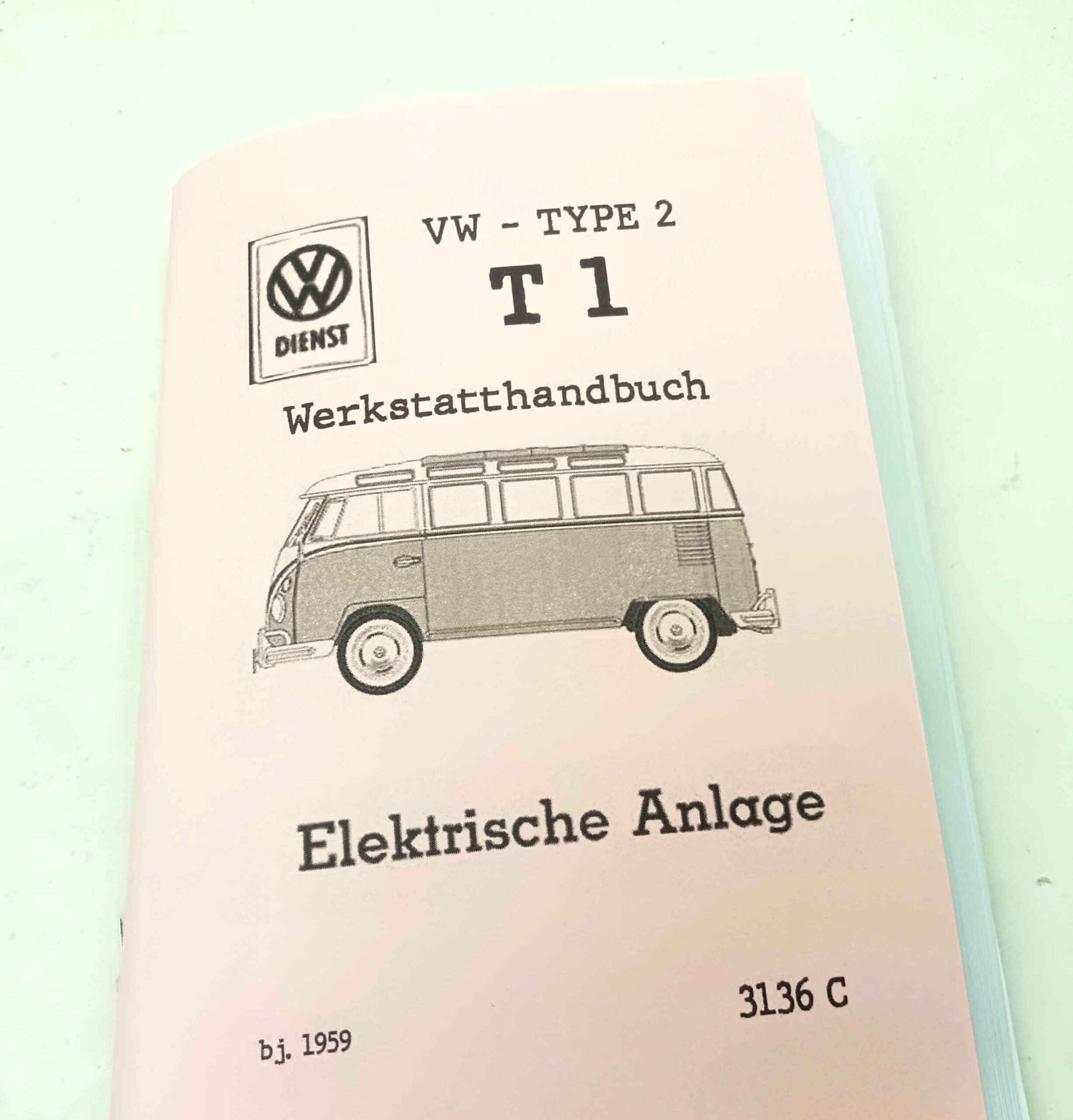 Volkswagen typ 2 - T1 busik - Opravářský manuál pro Elektroinstalaci reprint.
